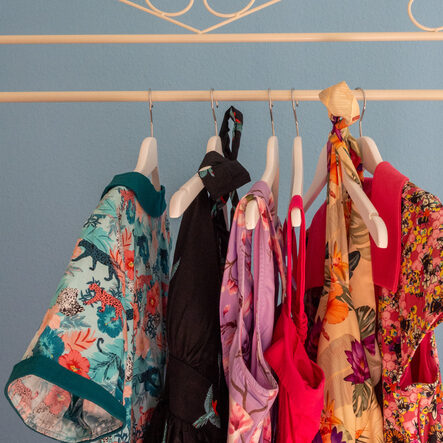 Rack of vintage clothing at Harold and Maude vintage store in Bedford-Stuyvesant near the Refuge Brooklyn